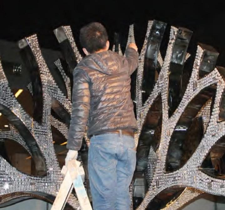 Detail of the landscape sculpture during fabrication
